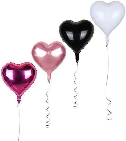 Guzon 18 20pcs Ярко Розово Бели Черни Балони със Сърца, Балони Балони във формата на Сърца, Гелиевые Алуминиеви Майларовые