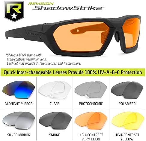 Revision Military ShadowStrike Deluxe Vermillion Kit - Слънчеви очила за слънчеви бани със защита от замъгляване,