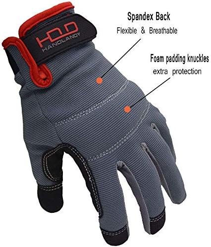 Комплект HANDLANDY - 2 Чифта работни ръкавици за сензорен екран за жени и мъже, подарък за двойки - Розово, сиво, Средно