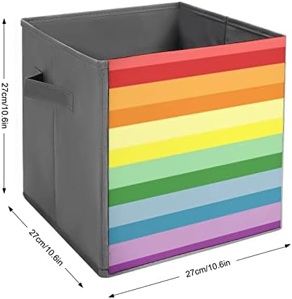 Nudquio Гей Гордост ЛГБТ Дъга Сгъваеми Кутии За Съхранение Сгъваеми Кутии Текстилен Куб Прост Органайзер с Дръжки за Дома, Спални,