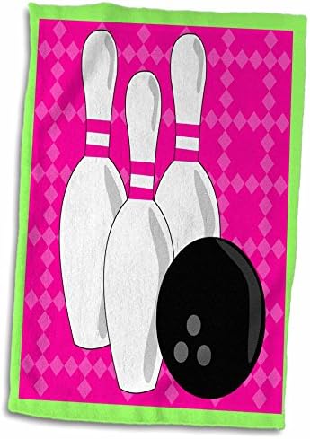 3dRose Розово-зелен-Кегли за боулинг и Кърпа за топки, 15 x 22, Бял
