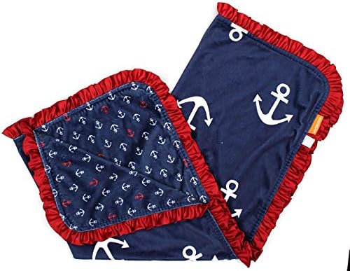Детско одеало Dear Baby Gear Ocean Deluxe - Двухслойное Норковое юрган, подарък за Етапи и новороденото, Бебешки одеяла, за момичета / момчета - Котва Червено-бяло в наситено син?