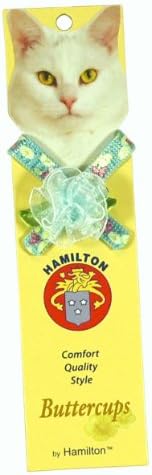 Защитен котешки нашийник Хамилтън 3/8 x 10, Найлонов фигура във формата на маргаритка, украсени с папийонка и съответните камбана-Розетка, светло синьо