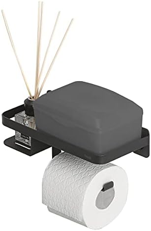 Държач за тоалетни ролки Тигър Caddy, Неръждаема стомана, Черен, Ш24 х 10 х Г11,6 см