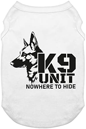 Майк за кучета K9 Unit - Полицейска Тениска За кучета K9 - Дрехи за Кучета с Думата дизайн (M, Бяла)