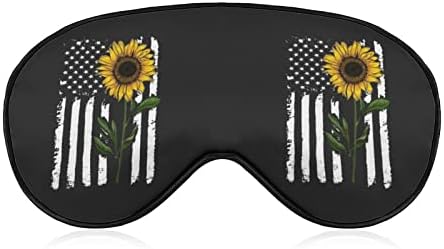 Слънчоглед Американски Флаг Забавно Маска За Очи За Сън Мека Превръзка На Очите с Регулируема Каишка Нощна Сянка за Мъже Жени