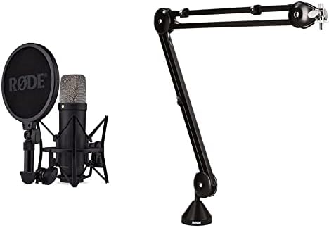 Кондензаторен микрофон Rode NT1 5-то поколение с амортизатором SM6 и поп-плат - Черен и PSA1
