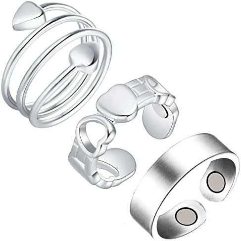 Feraco 3 бр. медни магнитни пръстени за жени, магнитен пръстен за палеца от чиста мед 99,99%, Регулируем пръстен за