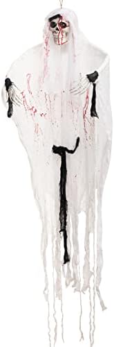 IVAN Хелоуин Подвесное Украса Скелет на Булката Лице със Светещи Червени Очи Ужасен Звук Страшно Светлина От Духове Къща Декор, Реквизит 79 см