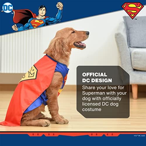 Костюм на куче супергерой Супермен на DC Comics за Хелоуин - Средно - | Костюми на Супергерой DC на Хелоуин за Кучета,