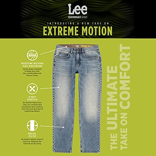 Lee Мъжки Дънки Extreme Motion Bi-Stretch Директно Намаляване С Зауженными Штанинами