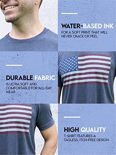 DON ' T THREAD ON ME - Мъжки t-shirt с флага на САЩ | Реколта Патриотични тениски САЩ | Сини Спортни тениски с графичен