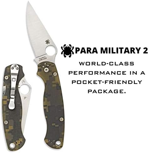 Корпоративна Камуфляжный нож Spyderco Para Military 2, с острие от стомана CPM S45VN 3,42 инча и здрава дръжка G-10