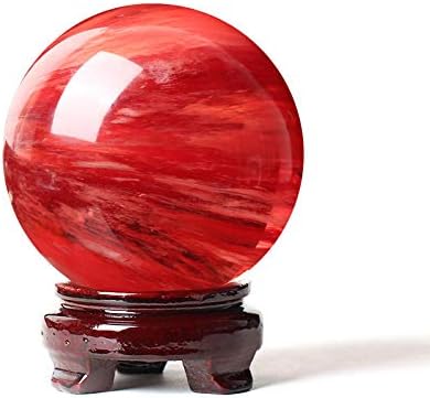 QianKao кристална топка на Червена кристална топка украшение на фън шуй топката Ornaments水晶鸿运球 红水晶球摆件 风水球摆件礼物送礼(直径约10cm)