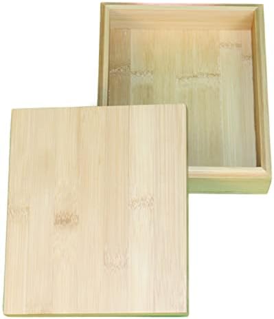 Д-р ЛАНДЪН Бамбук дървена кутия за съхранение с капак, кутия за съхранение от естествен бамбук, ръчно изработени, кутия за