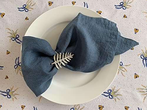 Ленени кърпи - френски лен – Кърпички от чиста ленена тъкан с камъни с Размер 18 инча x 18 инча – Комплект от 4 (нежно-синя)
