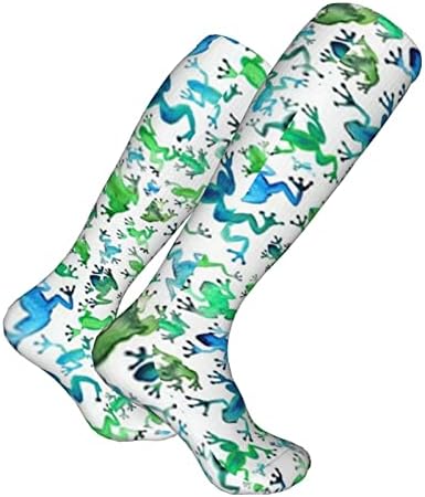 Компресия чорапи chegna Green Blue с дървесни жаби за жени и мъже, Циркулация на 15-20 мм живачен стълб.календар.