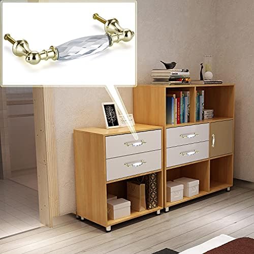 BiBiKi Опаковка от 2 Кристални Дръжки за чекмеджета, Модерна Декоративна Дръжка за Вратата на Шкафа-от Златно Стъкло,