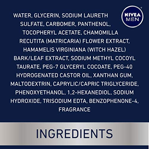 Препарат за измиване на Nivea Men Sensitive за лице с витамин е, екстракти от лайка и хамамелис, Туба с обем 5 течни унции