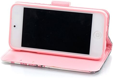 Калъф за iPod Touch 5, Калъф за iPod Touch 6, Чанта-портфейл Dteck 3D Премия от кожата Премиум-клас с държач за карти и каишка