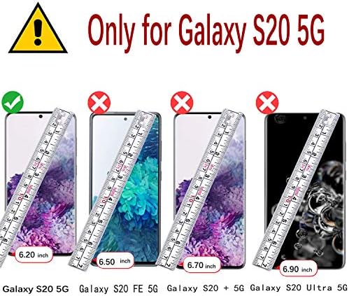 Чанта-портфейл MONASAY Galaxy S20 5G, 6,2 инча, (не за S20 FE /S20 + Plus /S20 Ultra) [Защитно фолио за дисплея