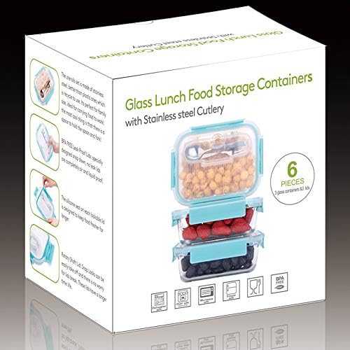 Големи стъклени съдове за съхранение на храна AILTEC с запирающимися капаци - Стъклени контейнери за обяд Bento Box