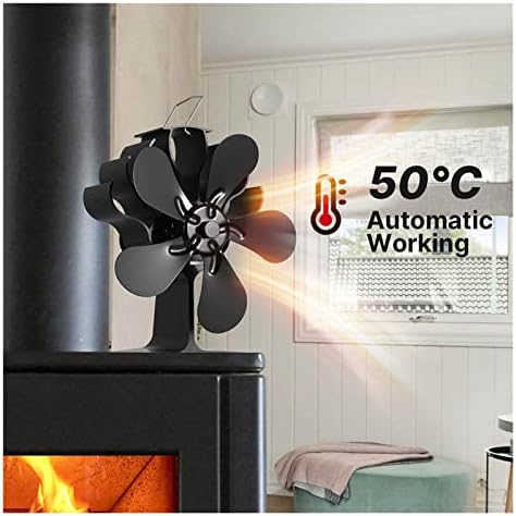 Uongfi 5-Топлинна Печной Вентилатор за Дърва горелки, Камини, Безшумен вентилаторна печка, Инструмент за ефективно разпределение