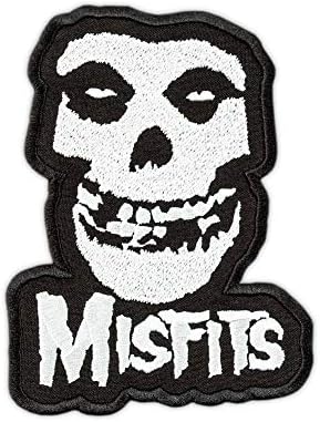 Нашивка The Misfits - Бродирани Малина Илюзорен Череп - Ленти С логото на пънк-рок-група - Ужасна пънк-музика - Бродерия желязо - Размер: 4,3 х 5,8 инча