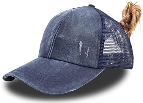 Дамски шапка KKMKSHHG с Кон опашка, Регулируем Реколта бейзболна шапка за Татко Измити от плат Деним шофьор на камион
