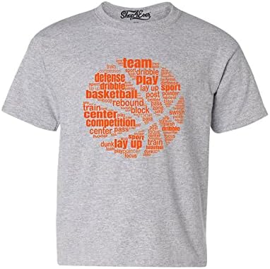 Детска тениска shop4ever® Баскетбол Word Cloud с Оранжеви силует на топката, Детска тениска