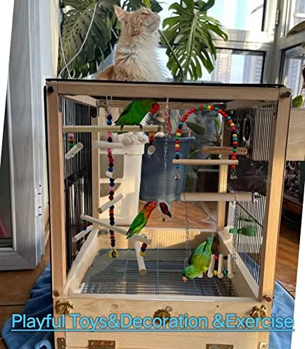 Играчки за папагали XLpeixin Птица Люлка за Папагали, Люлка за Папагал в Клетка от Дърво и Подвесная Играчка за Какаду,