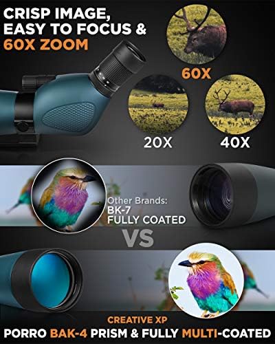 Оптични мерници CREATIVE XP за лов - Водоустойчив оптичен мерник със статив и адаптер за телефон за стрелба и наблюдение на птици