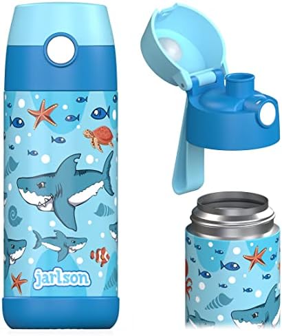 Детска бутилка за вода JARLSON® - една бутилка за вода от неръждаема стомана с изолация MALI и капак - термос
