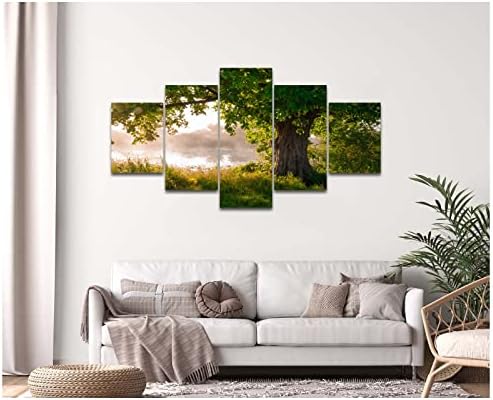 Стенно Изкуство от дъб, Щампи върху платно, Постери със Зелени дървета, Картини за Всекидневната, боядисани стени с Природен