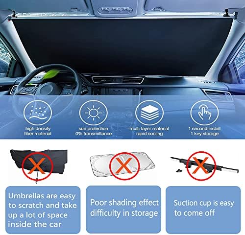 Прибиращ сенника на предното стъкло на автомобила|Актуализиране на сенника One-Putton Auto Roll Блокира 99% от ултравиолетовите