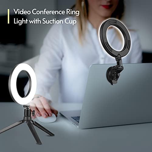Led Околовръстен лампа за видео Конферентна връзка за вашия лаптоп, 3 Режима на осветление с регулируема яркост, Захранване