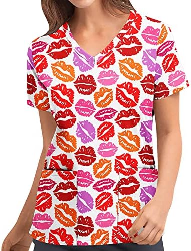 Blusa de диаметър de San Valentín de uniforme de oficina Superior против Cuello en V de Manga Corta de Verano para