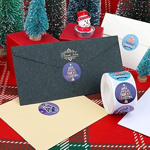 AIEX 500шт 1,5-инчов Етикети весела Коледа, Самозалепващи се Стикери за Пликове, Подаръци, Декоративни Стикери, Коледни стикери, Етикети за украса на парти (фигура 4)
