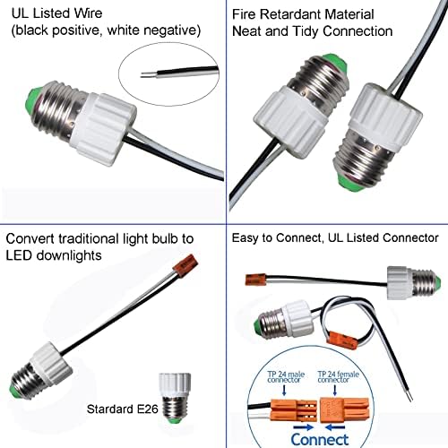 OLYMSTAR E26 Адаптер за контакта удължителен кабел Конвертор, Средна База на Винт в Косичке за Контакти Крушки, за монтаж на таван на Вградените Лампи Downlight