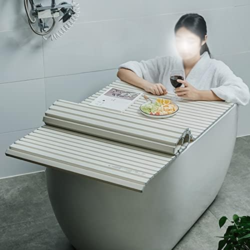 Тава за баня FENGPENG, Сгъваема Прахоустойчив Изолационен калъф за Баня, Огнеупорни Скоба за съхранение на вани за битови удобства, Дебелина 1,2 см, 8 размери (Цвят: бежов