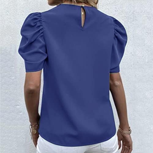 Дамски Летни Блузи С Пищни ръкави и Цветисти Принтом, Облегающая Тениска с Кръгло Деколте, Свободни и Удобни Блузи С Къс Ръкав