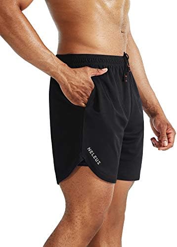 Мъжки шорти за бягане NELEUS 2 в 1 с подплата, Спортни къси панталони сухо, намаляване с джобове