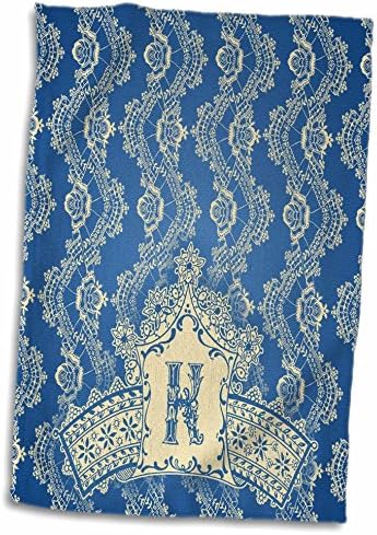 3. Декоративна буква К с монограм drose на върха на сините и жълтите Дантелен кърпи (twl-237230-3)