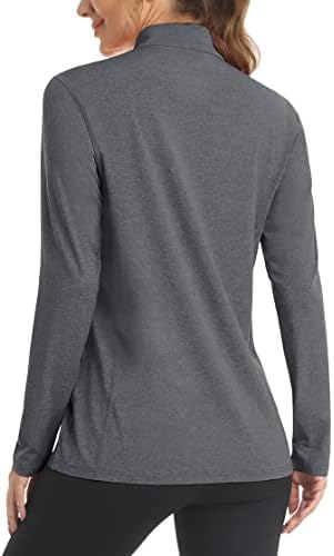 MAGCOMSEN Женски Пуловер с цип 1/4 UPF 50 + Ризи с дълъг ръкав, Бързосъхнеща Лека Туризъм Спортна Тренировочная Риза, Защита