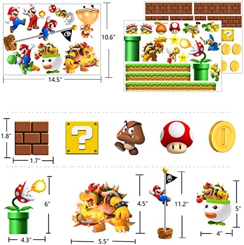 Стикери за стена Super Mario Brothers Изграждане на Сцената Стикери за Стена, Почистете и Залепете Видеоигри Стенен Арт Декор