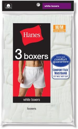 Тъкани Боксерки Hanes Цельнокроеные 55/45, на 3 опаковки, S-Бял