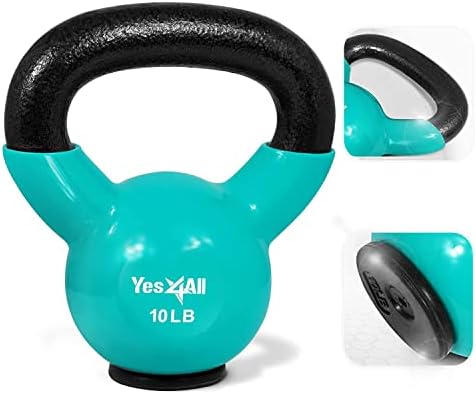 Гиря Yes4All с винил покритие и Защитна гумена основа за вдигане на тежести, климатик, ел. и основните тренировки