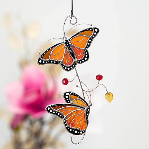 Пеперуди Монарх, Оцветени Ръчно изработени, Ловец на слънцето, Автентични прозорци от цветно стъкло, Уникални Декорации за